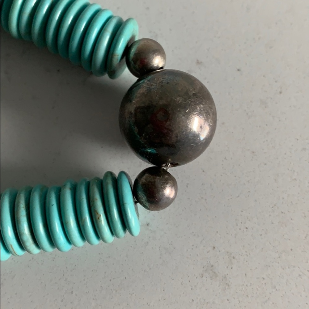 Genuine turquoise and silver necklace - Picture 3 of 6